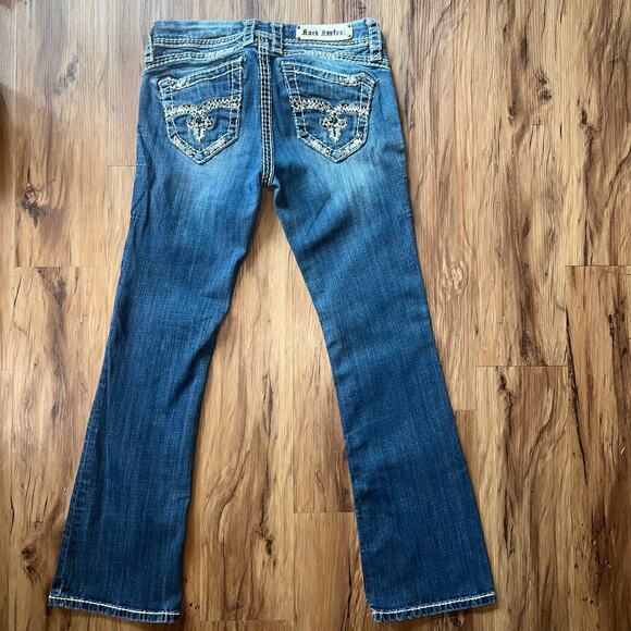 Mid Rise Rock Revival Jeans Amy Easy Boot Size 27 Style E8129E45R Sequin Studded - Picture 5 of 16
